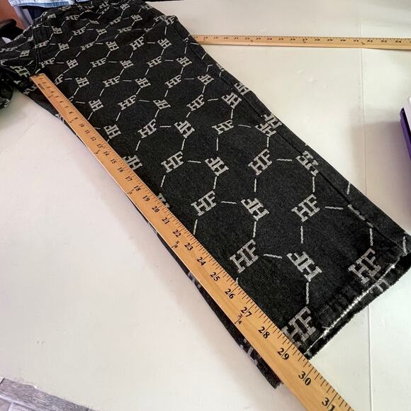 Homme + Femme NEW HF Logo Jeans Mens Sz 40 Black White Honeycomb Pattern Stretch - Picture 8 of 9